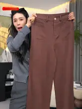 高腰レディース天丝リネンストレートパンツ【ゆったりカジュアル・スリム効果・ワイドレッグ】（セットアップ対応）