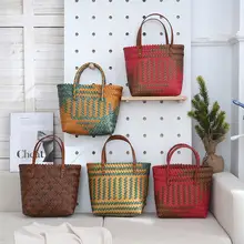 手編みの大容量トートバッグ【シンプルデザイン・プラスチック編み素材・スクエア型】