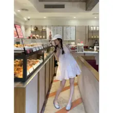 夏用女性用ノースリーブフレアドレス【ピンク・ハイネック・短めデザイン】
