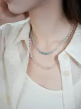 天然のグラデーションアクアマリンネックレス【女性用・ロングネックレス・ギフトに最適】