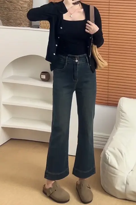 夏用 レディース 微ベルボトムデニムパンツ【極上の柔らかさ・ラグジュアリー・小柄向け】（セットアップ対応）