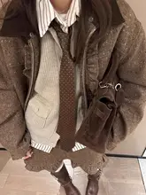 ビンテージ風ブラウンドットネクタイ【復古アカデミースタイル・手作りスカーフ】