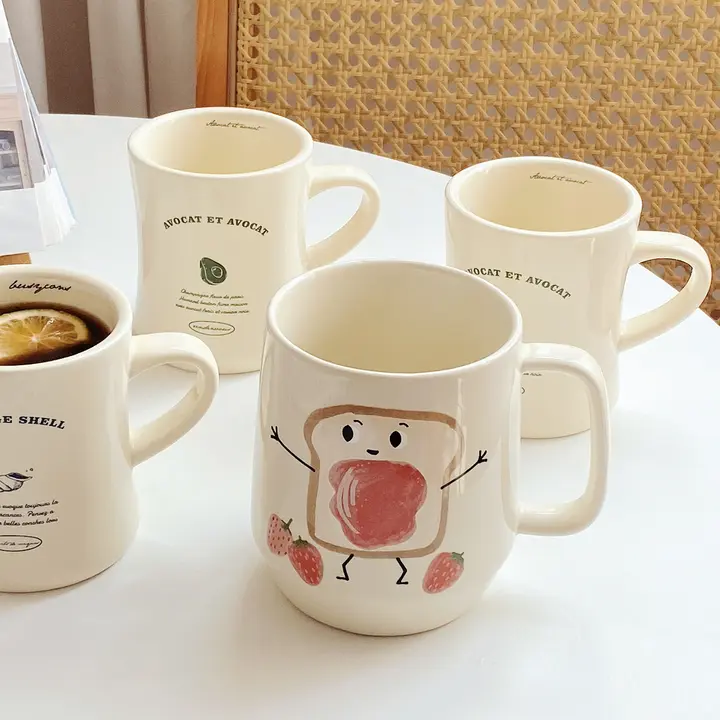 クリエイティブなデザイン！大容量 陶器製マグカップ【家庭やオフィス用】