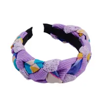 カチューシャ ハンドメイド 三つ編み パッチワーク バイカラー パープル