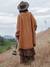 南山草木染と植物染の塩黒ダブルレイヤーリネンコットンコート【ロングシャツ・ナチュラルスタイル】