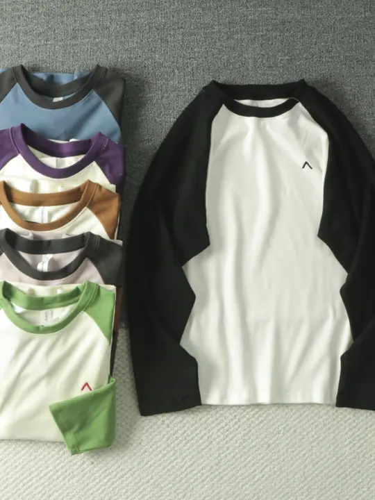 秋冬用 男女兼用 カラーコンビネーション ロンTシャツ【重厚な素材・ラグランスリーブ】