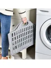 家庭用プラスチック製の大容量折りたためる洗濯物入れ【バスルーム・トイレ用】