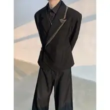ハイエンド感あふれる男性用短丈ジャケット【春夏用・ルーズフィ ット・テーラードデザイン】（セットアップ対応）