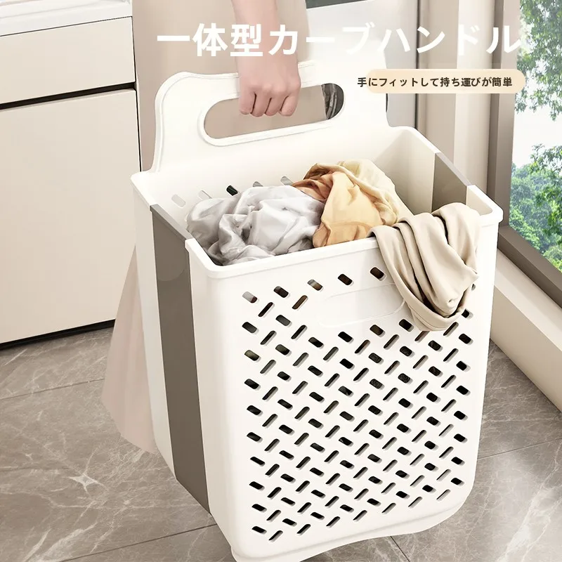 折りたたみ式ランドリーバスケット：スリット構造でカビ防止と収納効率を実現