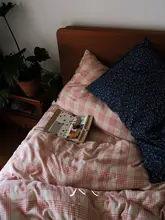 チェック柄のレトロな寝具【綿100%・二重ガーゼ使用・宿泊施設向け】（セットアップ対応）