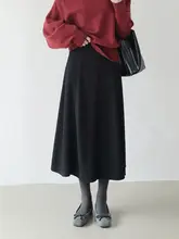 高腰エレガントスカート【ウール素材・フレアデザイン・秋冬用・通勤対応】