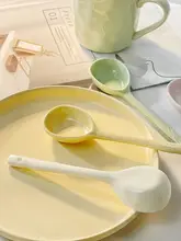 高級感のある陶器のスプーン【和風・ロングハンドル・家庭用・デザート用】