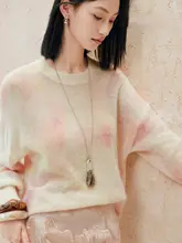 手工染めアルパカウールクルーネックニットセーター【極 上の柔らかさ・女性用・多彩なデザイン】（セットアップ対応）