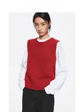 レトロデザインのアルパカウールクルーネックベスト【極上の柔らかさ】