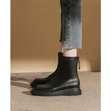 英倫風 ショートブーツ【平底・後ろファスナー・秋春用】