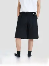 収縮可能なウエストデザインのワークパンツ【夏用・ルーズフィット・通勤対応】（セットアップ対応）