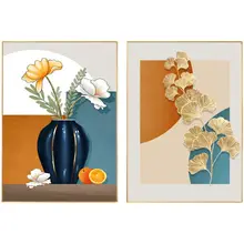 モダンデザインの静物花卉壁画【高級感あるリビング・ダイニングルーム用】