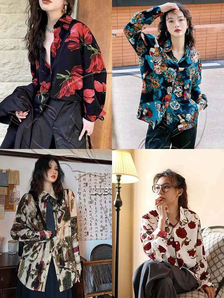 オーバーサイズデザインの花柄シャツ【香港風・短袖・リゾートスタイル】