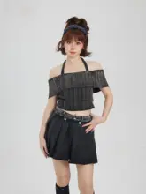 アメリカンレトロオフショルダーセクシートップス【肩掛け・女性用】