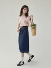 北島AMUU ベーシックピンクTシャツ【夏用・レディース・ショート丈・フレアネック】