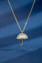 雨傘デザインのシルバーゴールドネックレス【夏用・デザイン感・ドロップペンダント】