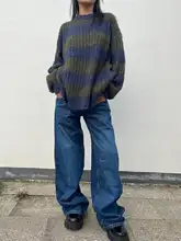 大きいサイズのアメリカンヴィンテージ風ストレートジーンズ【春用・ウォッシュ  加工・ハイウエスト・ワイドレッグ】