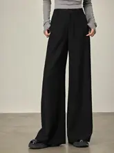 小柄女性向けブラックスーツパンツ【高腰・フィット・春夏用】