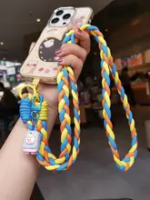 三股編みコットンストラップ付き携帯電話ケース【アウトドア・肩掛け・耐久性・女性向け】