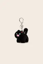 ふわふわの黒猫ぬいぐるみチャーム【カギやバッグ用・カップルギフト】