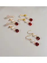 yeajewel アンティークレッドドロップパールイヤリング【925シルバー・デザイン性のあるアクセサリー】
