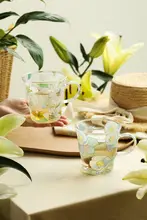 高品質ボロシリケートガラス製 マグカップ【美しいデザイン・オフィス用・ハンドル付き】