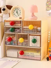 多層透明デスク収納ボックス【引き出し付き・文房具整理用・高級感あり】
