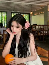 ピンクローズ花柄ヘアクリップ【フレンチスタイル・大サイズ】