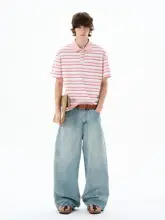 アメリカンビンテージ風 ハイストリートスタイル メンズ ワイドレッグ デニムパンツ【フィット・カジュアル】（セットアップ対応）