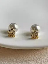 高級感あるスクエアパターンのパールピアス【インスタ風・ファッションアクセサリー】