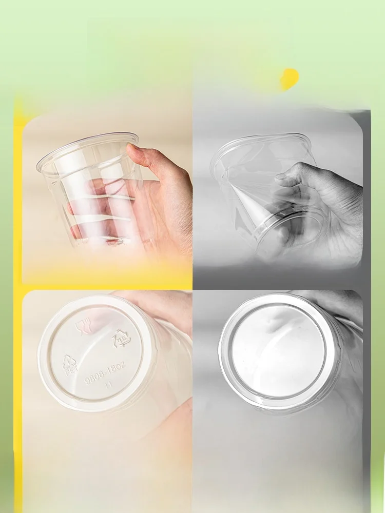 使い捨て蓋付きレモンティーカップ：家庭用飲料保存に最適なプラスチック製カップセット