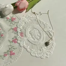 レース入りフラワー刺繍コースター【テーブルマット・北欧風・インテリア用】