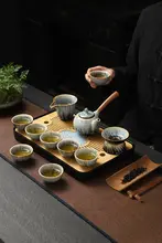 高級感ある窯変功夫茶具セット【陶器製・茶壺・蓋碗・茶杯・小茶盤・家庭用・オフィス用】