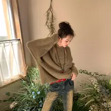 パール風の柔らかニットセーター【秋冬用・ルーズフィット・スタイル】