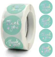 500枚入り サンキューシール【虹色・ホログラム金箔・結婚式・誕生日・装飾用・粘着ラベル】