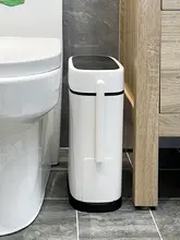 トイレ用自動締め付け機能付きゴミ箱兼トイレブラシ【蓋付き・家庭用】