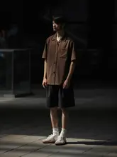 黒灰色 ドレープ ゆったり スーツ ショートパンツ メンズ 日本風 cityboy ワークスタイル 5分 カジュアルパンツ