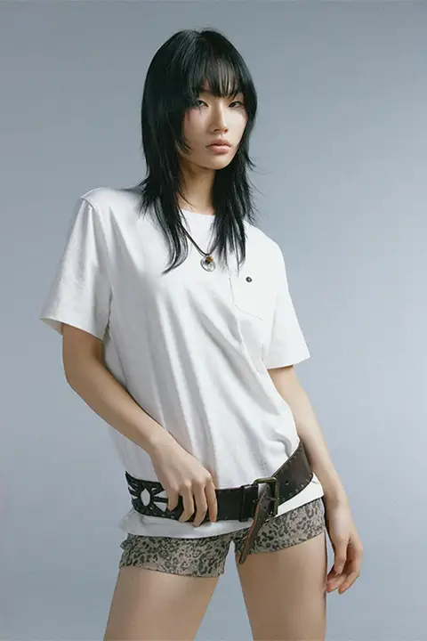 AHNKANK ユニセックスラフワイドTシャツ【カジュアル・ベーシック】