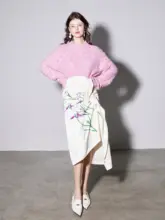 FINOCCI イレギュラーカット ミニマルデザイン サテンマーメイドスカート【上品な光沢・アート感】