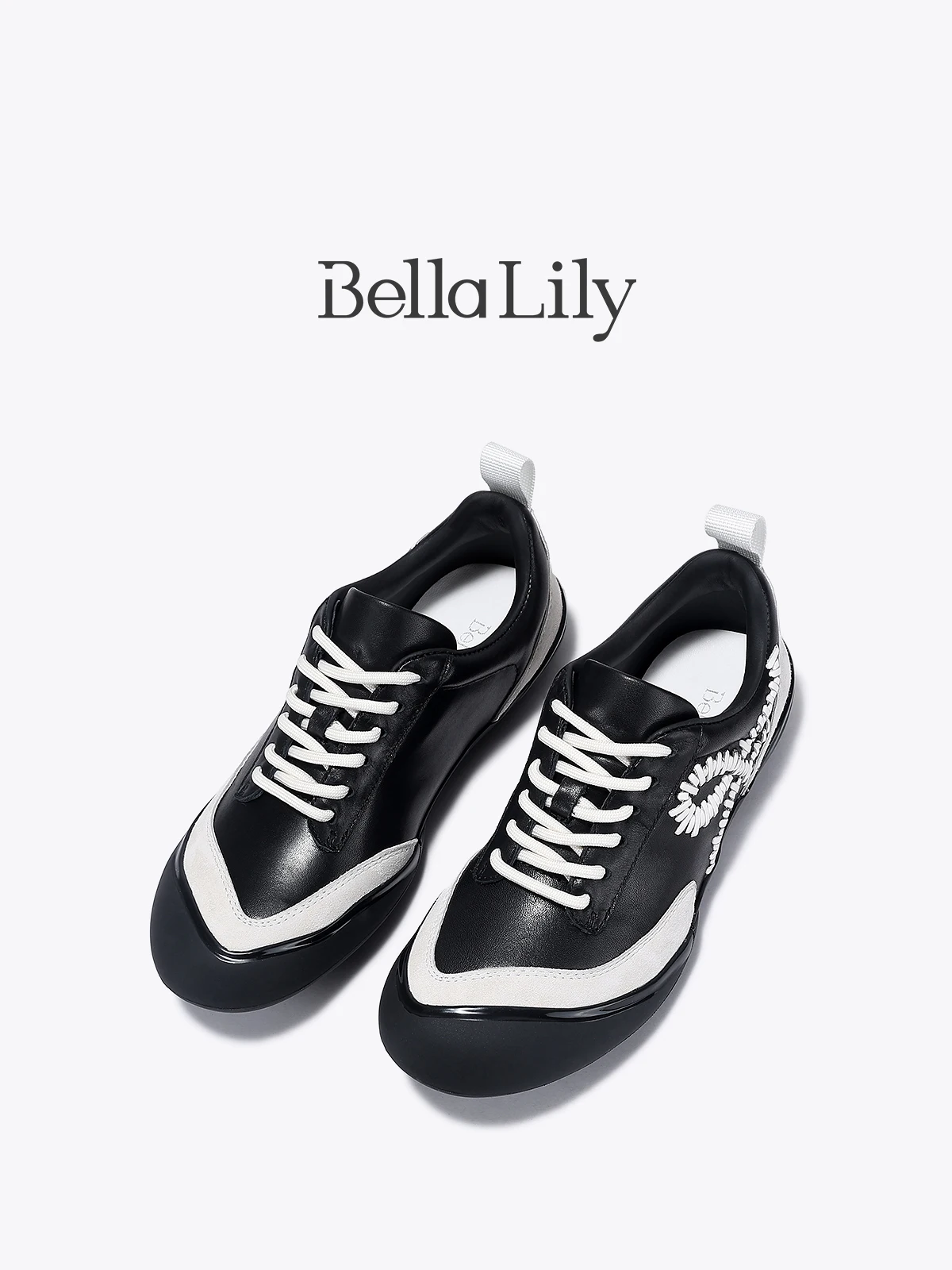 レースアップシューズ レディース 人気ブランドの一つとして選ばれる Bella Lily のバイカラー運動風カジュアルシューズ