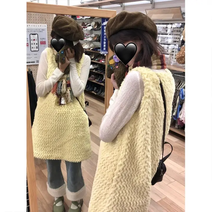 極上の柔らかさのエコファー素材 背心ワンピース【秋冬用・イエロー】