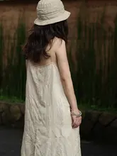 オリジナルデザインの復古スタイル夏用シルクキャミソールワンピース【エレガントなジャカード織り】