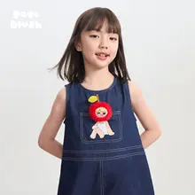 刺繍入りの子供用魔女風ドレス【夏用・コットン・薄手・リボン付き】