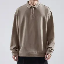 春秋用 ポロシャツ【長袖・ゆったりフィット・重厚感ある素材】