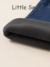 秋冬向けレトロデザイン！加えられたフリースのリボン刺繍カジュアルブーツカットパンツ【子供用・デニム】